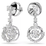 Constella drop earrings Round cut, Dancing stone, White, Rhodium plated